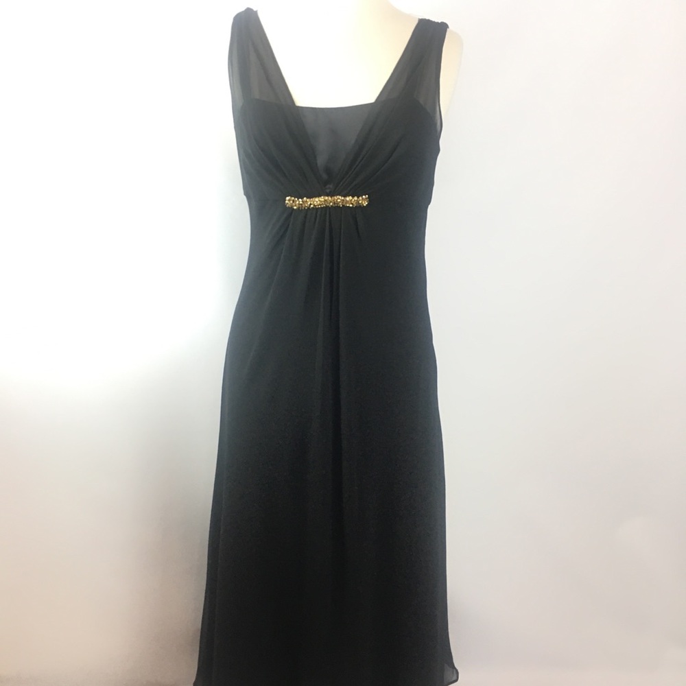 Donna Ricco Black Silk Evening Dress Gown Cocktail